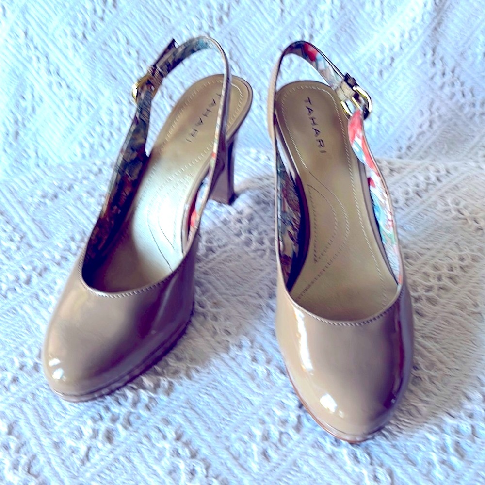 Tahari Carolyn Nude Slingback High Heels 7.5m - Picture 2 of 12